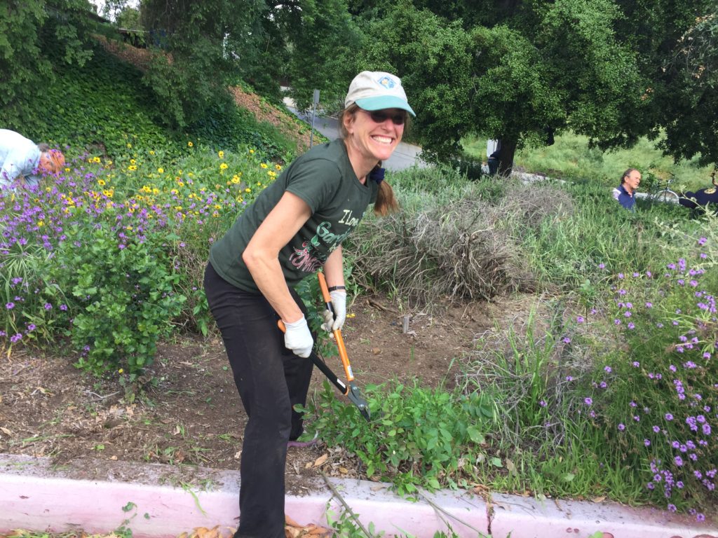 Paula and Crew Weeding the Triangle